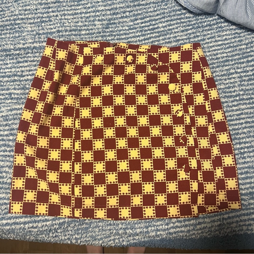 Urban Outfitters Buttoned Print Mini Skirt